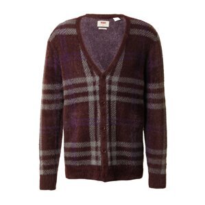 LEVI'S ® Kardigán 'Fluffy Sweater Cardigan'  szürke / sötétlila / borvörös