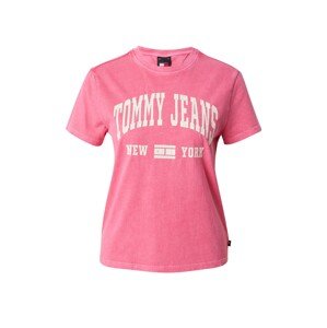 Tommy Jeans Póló 'Varsity'  rózsaszín / fehér