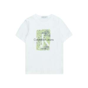 Calvin Klein Jeans Póló 'SECOND SKIN'  világoszöld / fekete / fehér