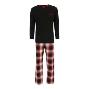 HUGO Red Hosszú pizsama  piros / fekete / fehér