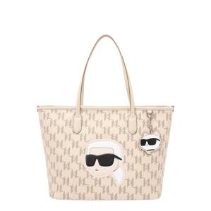 Karl Lagerfeld Shopper táska 'Ikonik 2.0'  világosbarna / fekete / piszkosfehér / gyapjúfehér
