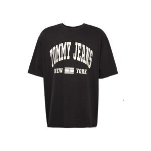 Tommy Jeans Póló 'VARSITY'  fekete / fehér