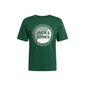 JACK & JONES Póló 'LOYD'  sötétzöld / fehér