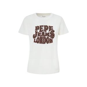 Pepe Jeans Póló 'CLARITZA'  sötét barna / világoszöld / fehér