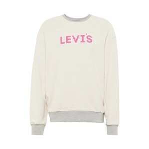 LEVI'S ® Tréning póló 'Relaxd Graphic Crew'  krém / szürke melír / világos-rózsaszín / fehér