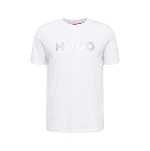 HUGO Póló 'Dulivio'  ezüst / fehér