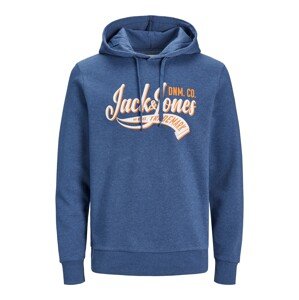 JACK & JONES Tréning póló  encián / sötét narancssárga / fehér