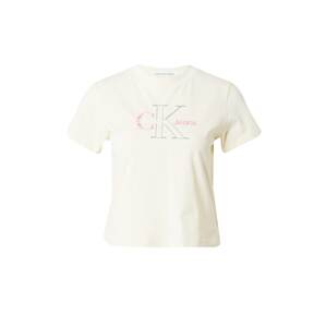 Calvin Klein Jeans Póló  krém / ciánkék / világos-rózsaszín / fehér