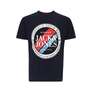 Jack & Jones Plus Póló 'LOOF'  tengerészkék / világoskék / vérvörös / természetes fehér