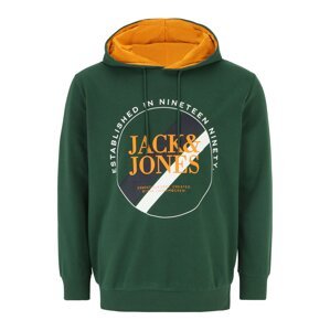 Jack & Jones Plus Tréning póló 'LOOF'  sötétzöld / narancs / piszkosfehér