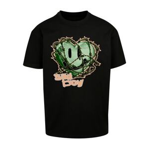 MT Upscale Póló 'Sad Boy'  zöld / őszibarack / fekete