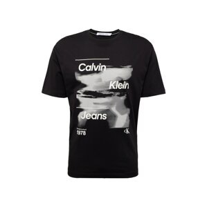 Calvin Klein Jeans Póló 'DIFFUSED'  világosszürke / fekete / fehér