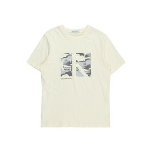 Calvin Klein Jeans Póló 'SERENITY'  sötétszürke / fekete / természetes fehér
