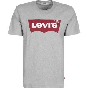 LEVI'S ® Póló 'Graphic Set In Neck'  szürke melír / cseresznyepiros / fehér