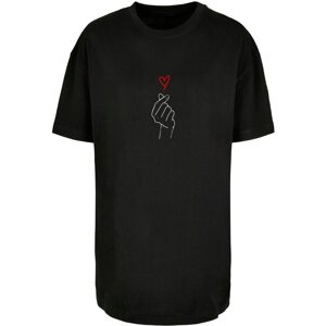 Merchcode Oversize póló 'Heart'  rikító piros / fekete / fehér