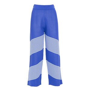 Influencer Nadrág 'Striped knit pants'  királykék / fehér