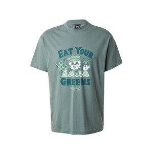 Iriedaily Póló 'Eat Greens'  smaragd / jáde / világoszöld / fehér