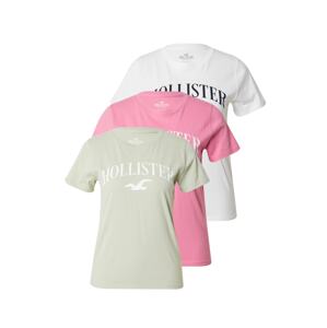 HOLLISTER Póló  pasztellzöld / világos-rózsaszín / fekete / fehér
