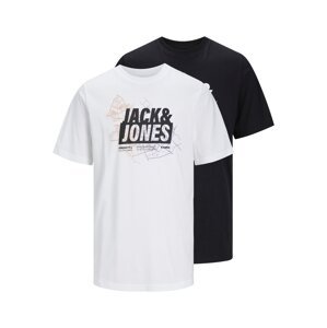 JACK & JONES Póló  sötétlila / narancs / fekete / piszkosfehér