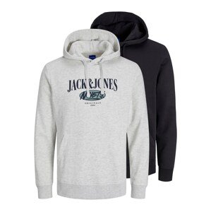 JACK & JONES Tréning póló 'COBIN'  égkék / szürke melír / fekete / fehér