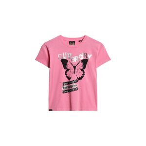Superdry Póló 'Lo-fi Rock '  rózsaszín / fekete / ezüst