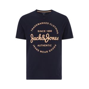Jack & Jones Plus Póló 'FOREST'  tengerészkék / púder