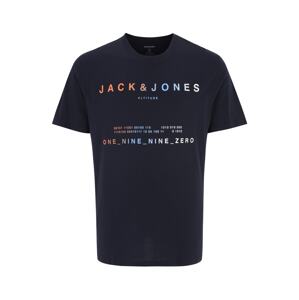 Jack & Jones Plus Póló 'RIOT'  tengerészkék / világoskék / narancs / fehér