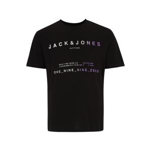 Jack & Jones Plus Póló 'RIOT'  lila / fekete / fehér