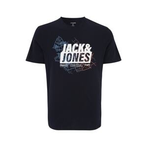 JACK & JONES Póló 'MAP'  kék / tengerészkék / narancs / fehér