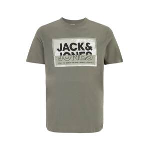 Jack & Jones Plus Póló 'LOGAN'  olíva / fekete / fehér