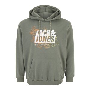 Jack & Jones Plus Tréning póló 'MAP'  khaki / világoszöld / narancs / fehér