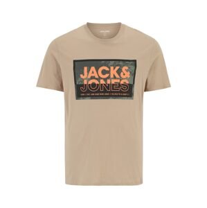 Jack & Jones Plus Póló 'LOGAN'  sötét bézs / zöld / narancs / fekete