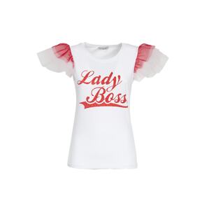 Influencer Póló 'Lady Boss'  piros / fehér