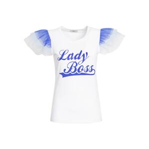 Influencer Póló 'Lady Boss'  kék / fehér