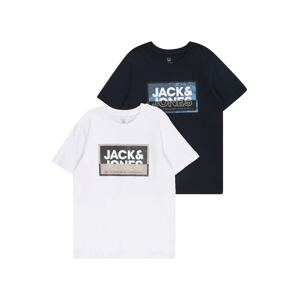 Jack & Jones Junior Póló 'LOGAN'  éjkék / világosbarna / fekete / fehér