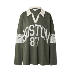 TOPSHOP Póló 'Boston 87'  khaki / piszkosfehér