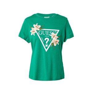 GUESS Póló 'ZOEY'  zöld / smaragd / őszibarack / fehér