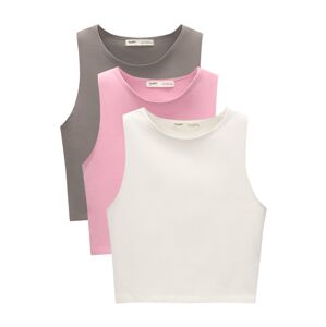 Pull&Bear Top  sötétszürke / világos-rózsaszín / fehér
