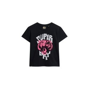 Superdry Póló 'Lo-fi Rock'  rózsaszín / fekete / fehér