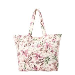 ROXY Shopper táska 'ANTI BAD VIBES'  sötét barna / zöld / rózsaszín / fehér