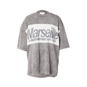 TOPSHOP Oversize póló 'Marseille'  grafit / kő / fehér