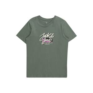 Jack & Jones Junior Póló 'TAMPA'  sötétzöld / lila / fekete / piszkosfehér
