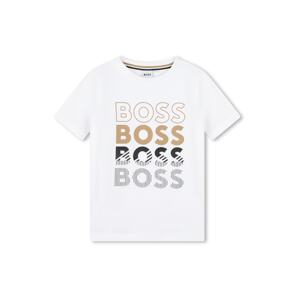 BOSS Kidswear Póló  sötét bézs / fekete / fehér