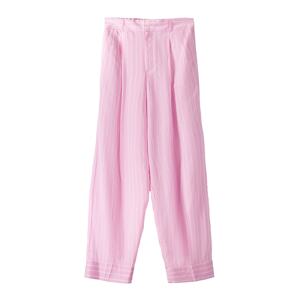 Bershka Élére vasalt nadrágok  rózsaszín / fehér