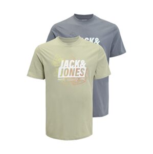 Jack & Jones Plus Póló 'MAP'  szürke / világoszöld / narancs / fehér