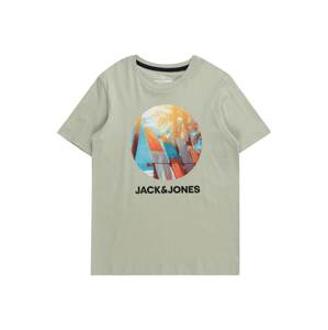 Jack & Jones Junior Póló 'NAVIN'  ciánkék / pasztellzöld / narancs / fekete
