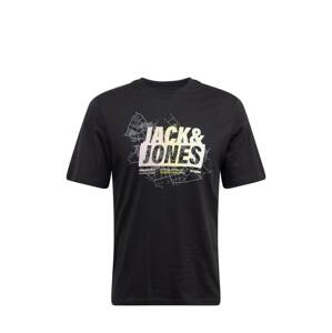 JACK & JONES Póló 'MAP SUMMER'  pasztellsárga / pasztell-rózsaszín / fekete