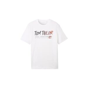 TOM TAILOR Póló  tűzpiros / fekete / fehér