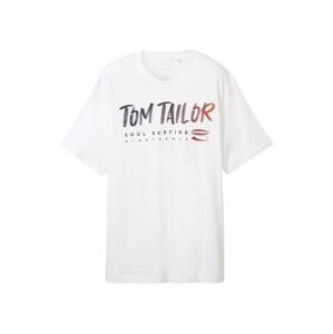 TOM TAILOR Men + Póló  rozsdabarna / fekete / fehér