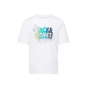 JACK & JONES Póló 'MAP SUMMER'  tengerészkék / vízszín / világoszöld / fehér